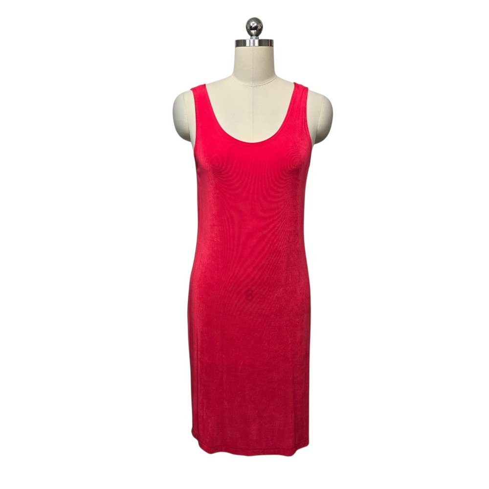 Slinky Brand Red Dress Womens Sz Small Sleeveless Scoop Neck Sheath Made in USA
